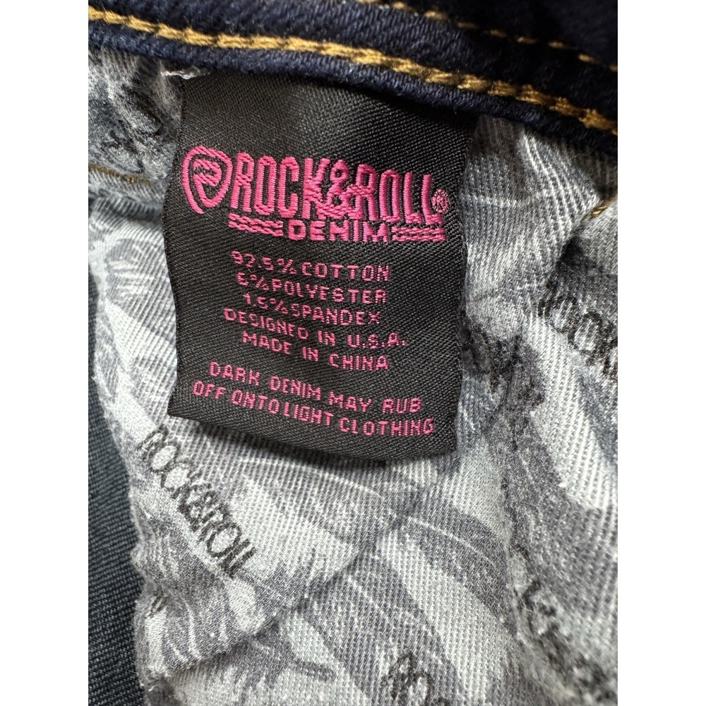 Rock & Roll Denim Womens High Rise Skinny Jean 31 Dark Wash Stretch Rodeo Punchy - Picture 7 of 13